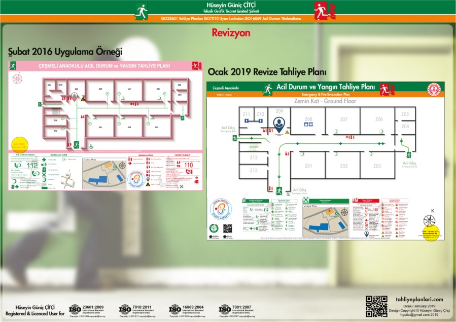 092 revision ISO 23601 Acil Durum Tahliye ve Yangın Tahliye Kat Planları