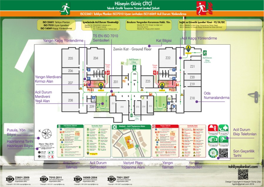 098 Kat Tahliye Plani Unsurlari 03 ISO 23601 Acil Durum Tahliye ve Yangın Tahliye Kat Planları