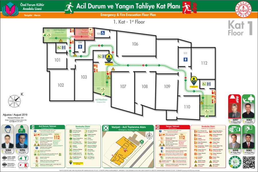 ISO 23601 Acil Durum ve Yangın Tahliye Kat Planı Ekipler