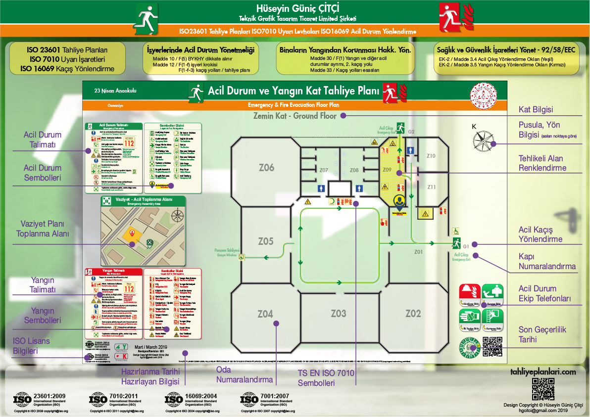Anaokul Binası ISO 23601 Acil Durum ve Yangın Tahliye Planı