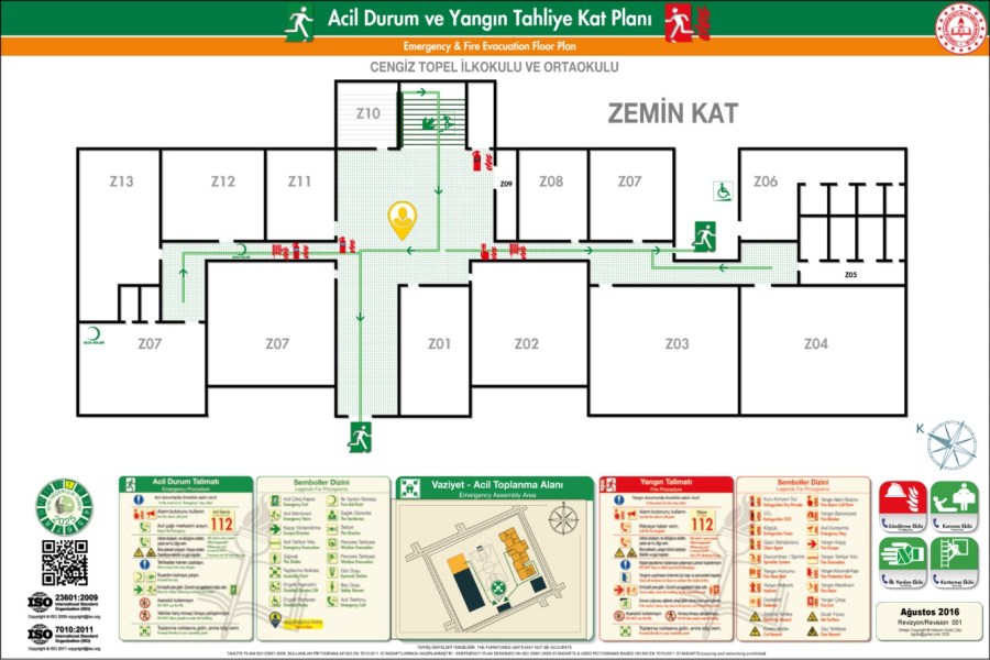 Cengiz Topel İlkokulu ve Ortaokulu Acil Durum Tahliye ve Yangın Tahliye Plan