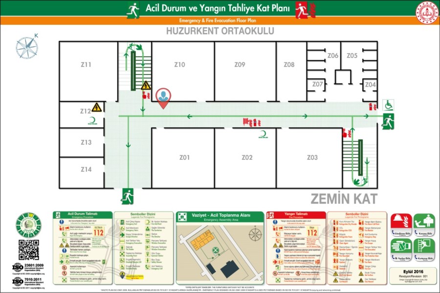 Huzurkent Ortaokulu Acil Durum Tahliye ve Yangın Tahliye Plan 001 Kat1