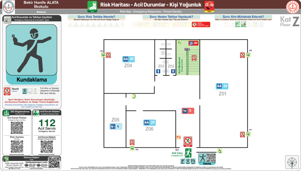 Risk Haritası Acil Durum Senaryosu Okul Binası ISO 23601 Acil Durum ve Yangın Tahliye Planı