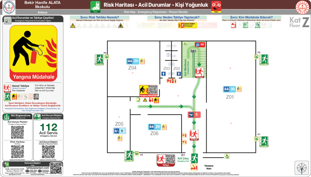 Risk Haritası Acil Durum Senaryosu Okul Binası ISO 23601 Acil Durum ve Yangın Tahliye Planı