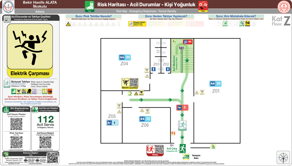 Risk Haritası Acil Durum Senaryosu Okul Binası ISO 23601 Acil Durum ve Yangın Tahliye Planı