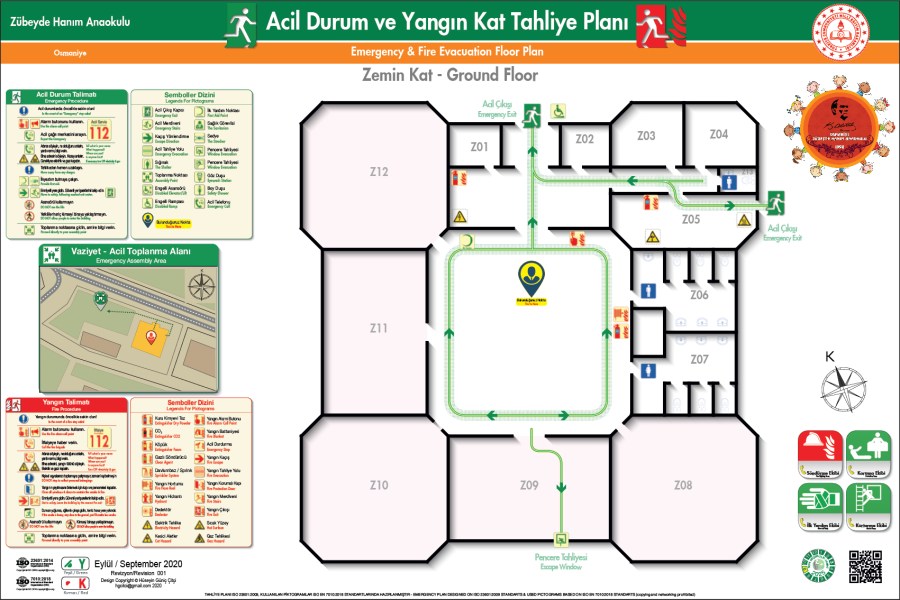 Anaokul Binası ISO 23601 Acil Durum ve Yangın Tahliye Planı