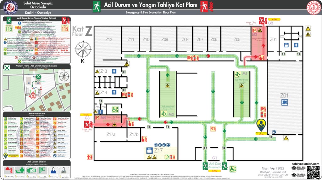 Ortaokul ISO 23601 Acil Durum ve Yangın Tahliye Planı