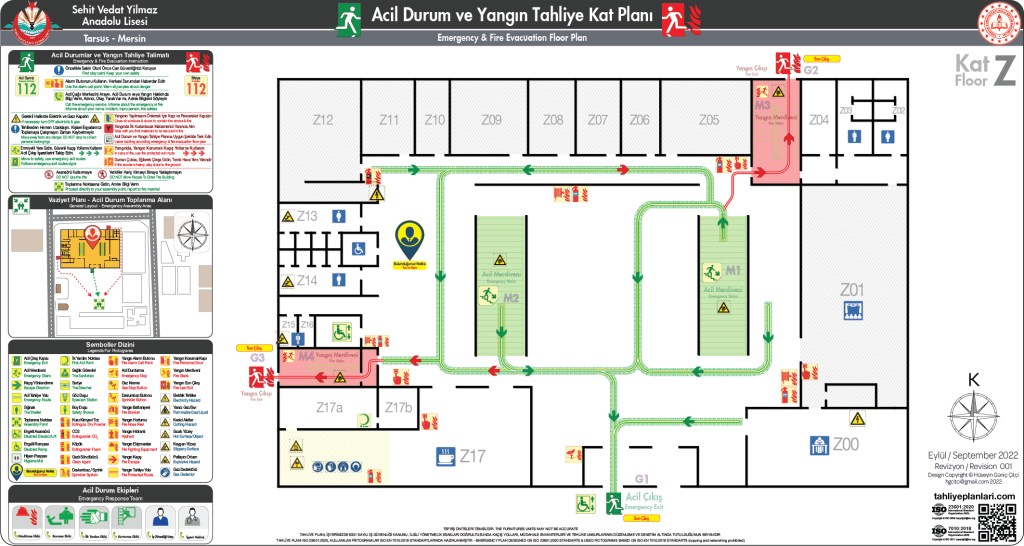 Okul Binası Risk Haritası
ISO 23601 Acil Durum ve Yangın Tahliye Planı Örneği
Acil Durum Tahliye Senaryoları
Acil Durum Müdahale Prosedürleri
Acil Durum Ekipleri
Yangınla Mücadele