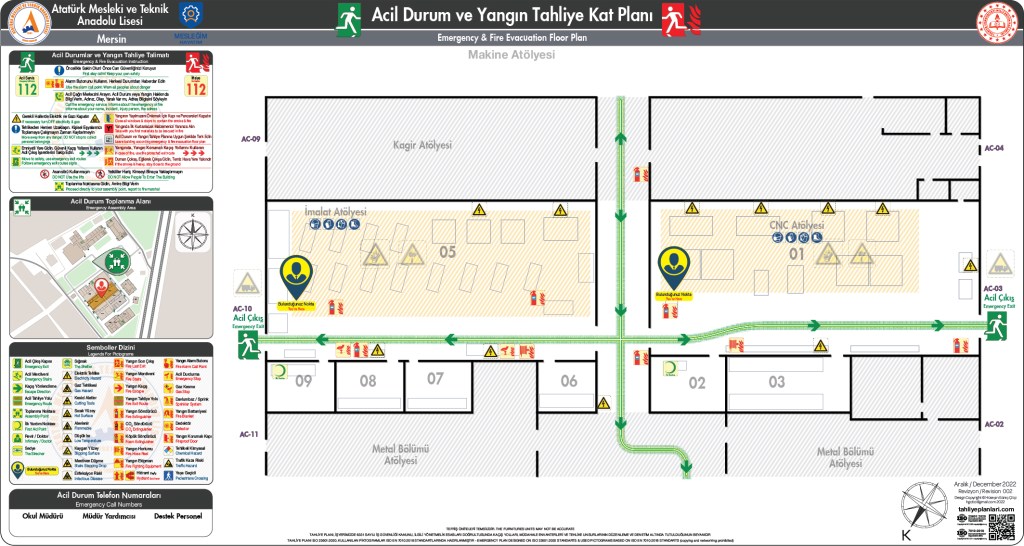 Okul Binası Risk Haritası
ISO 23601 Acil Durum ve Yangın Tahliye Planı Örneği
Acil Durum Tahliye Senaryoları
Acil Durum Müdahale Prosedürleri
Acil Durum Ekipleri
Yangınla Mücadele