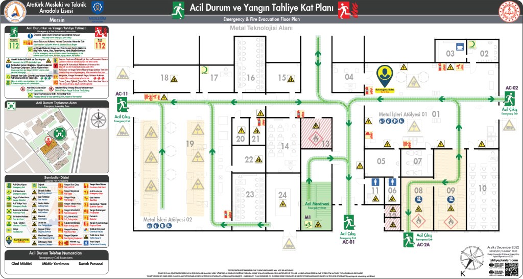 Okul Binası Risk Haritası
ISO 23601 Acil Durum ve Yangın Tahliye Planı Örneği
Acil Durum Tahliye Senaryoları
Acil Durum Müdahale Prosedürleri
Acil Durum Ekipleri
Yangınla Mücadele