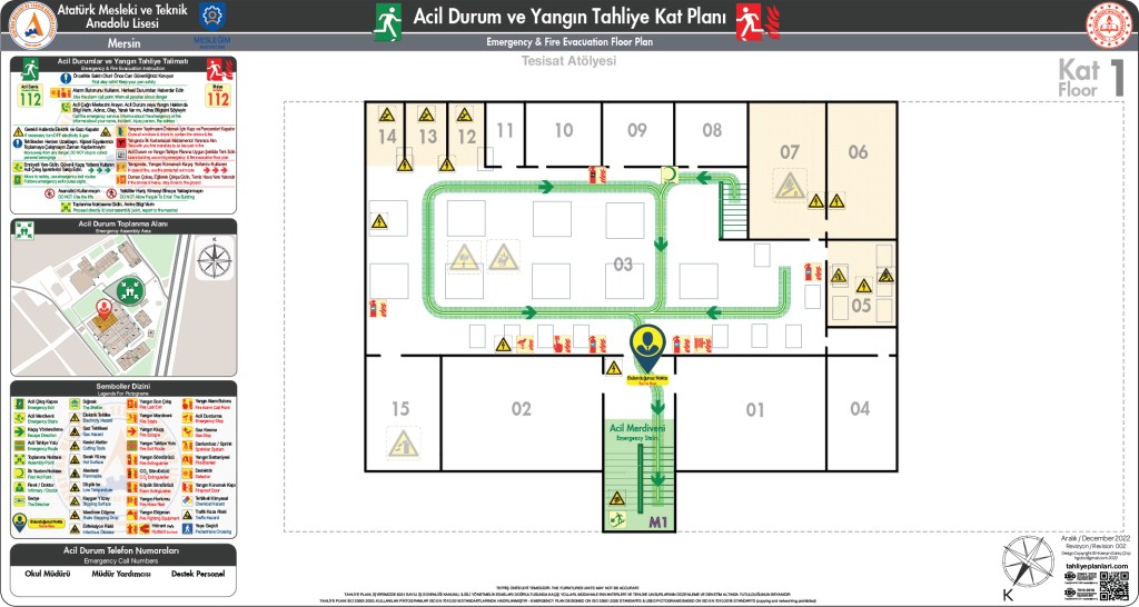 Okul Binası Risk Haritası
ISO 23601 Acil Durum ve Yangın Tahliye Planı Örneği
Acil Durum Tahliye Senaryoları
Acil Durum Müdahale Prosedürleri
Acil Durum Ekipleri
Yangınla Mücadele