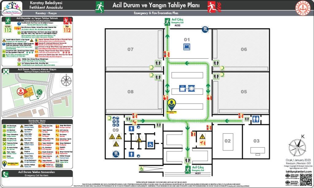 Anaokul Binası ISO 23601 Acil Durum ve Yangın Tahliye Planı