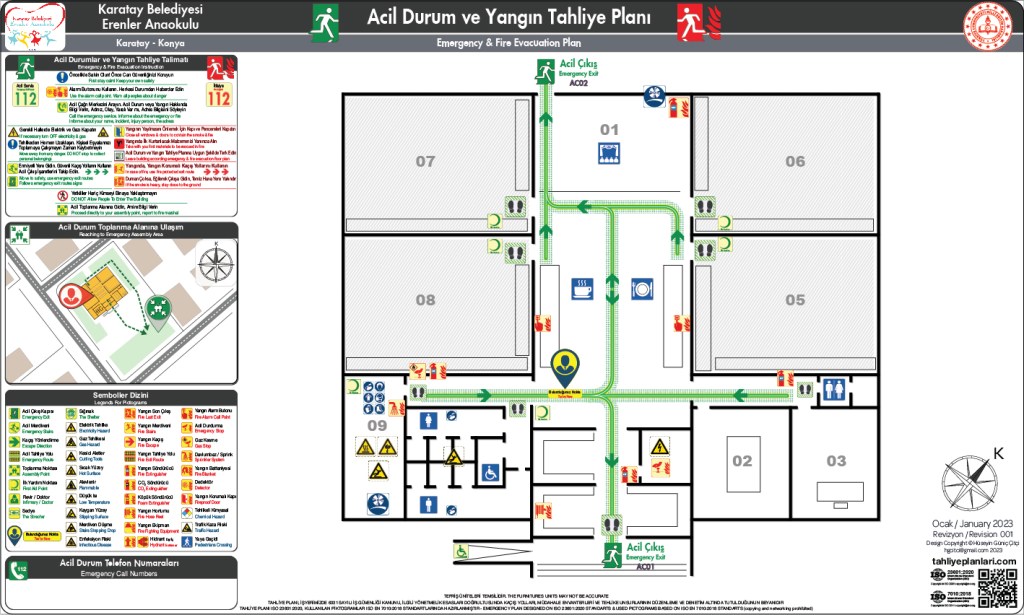 Anaokul Binası ISO 23601 Acil Durum ve Yangın Tahliye Planı