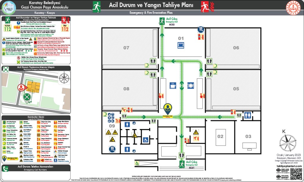 Anaokul Binası ISO 23601 Acil Durum ve Yangın Tahliye Planı