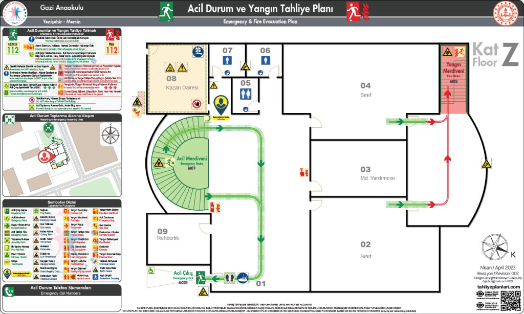 Anaokul Binası ISO 23601 Acil Durum ve Yangın Tahliye Planı