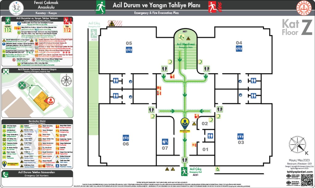 Anaokul Binası ISO 23601 Acil Durum ve Yangın Tahliye Planı