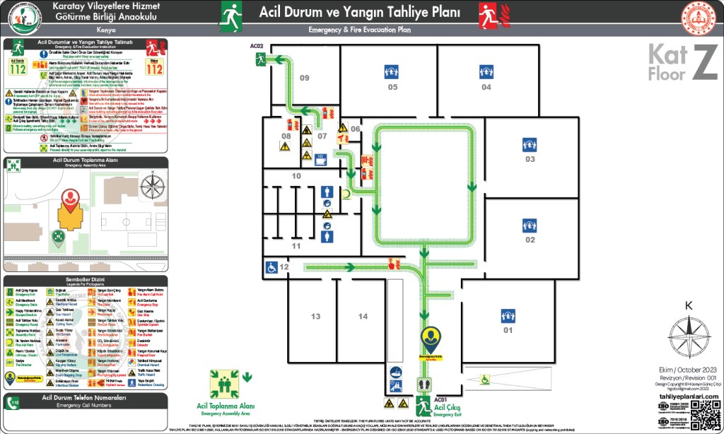 Anaokul Binası ISO 23601 Acil Durum ve Yangın Tahliye Planı