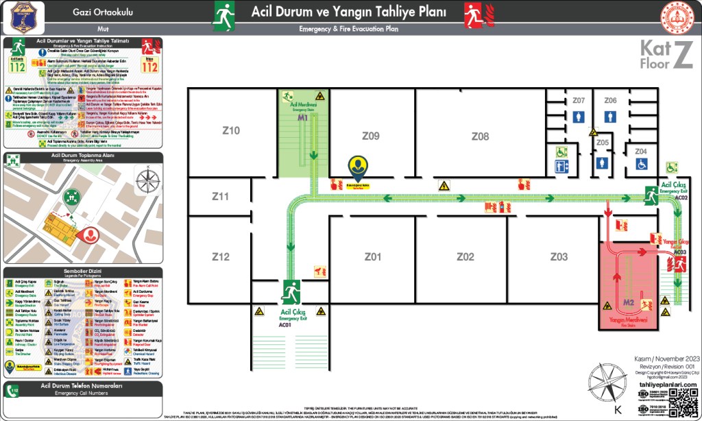 Anaokul Binası ISO 23601 Acil Durum ve Yangın Tahliye Planı