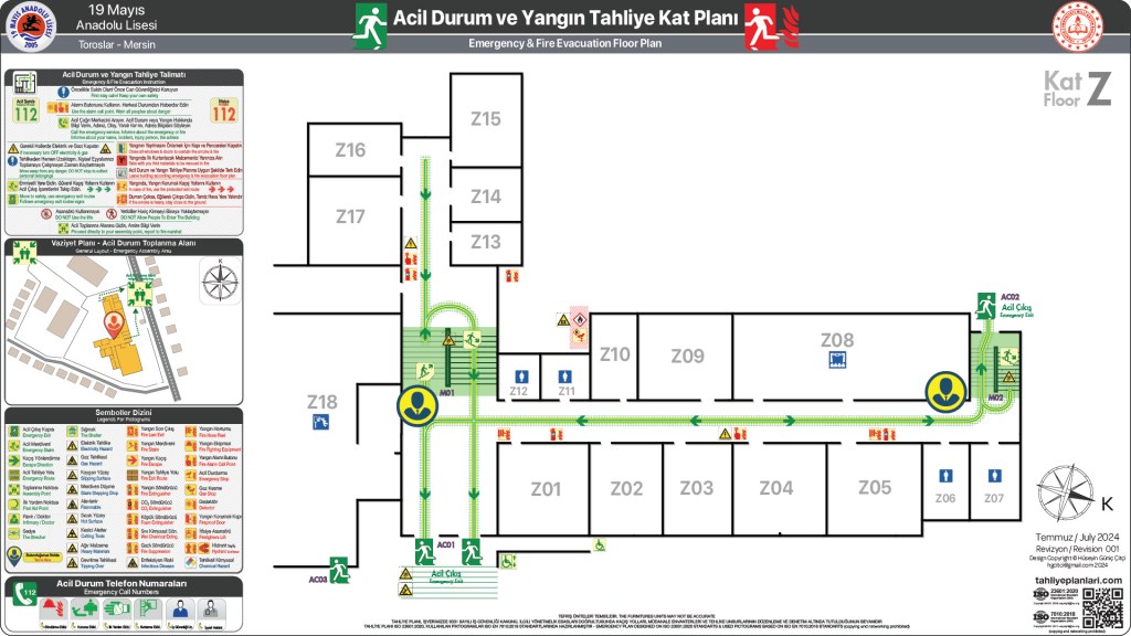 Okul Binası Risk Haritası
ISO 23601 Acil Durum ve Yangın Tahliye Planı Örneği
Acil Durum Tahliye Senaryoları
Acil Durum Müdahale Prosedürleri
Acil Durum Ekipleri
Yangınla Mücadele