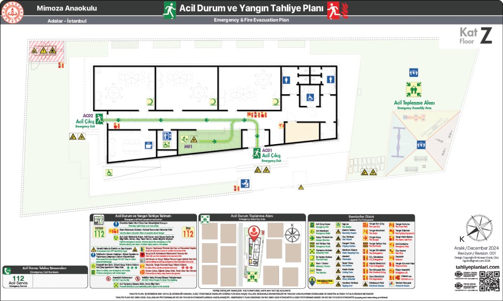 Anaokul Binası ISO 23601 Acil Durum ve Yangın Tahliye Planı