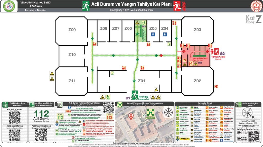 Anaokul Binası ISO 23601 Acil Durum ve Yangın Tahliye Planı