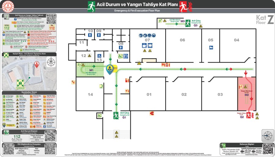 ISO 23601 Acil Durum ve Yangın Tahliye Planı Okul Tahliye Planı Örnekleri Tahliye Krokisi Örnekleri