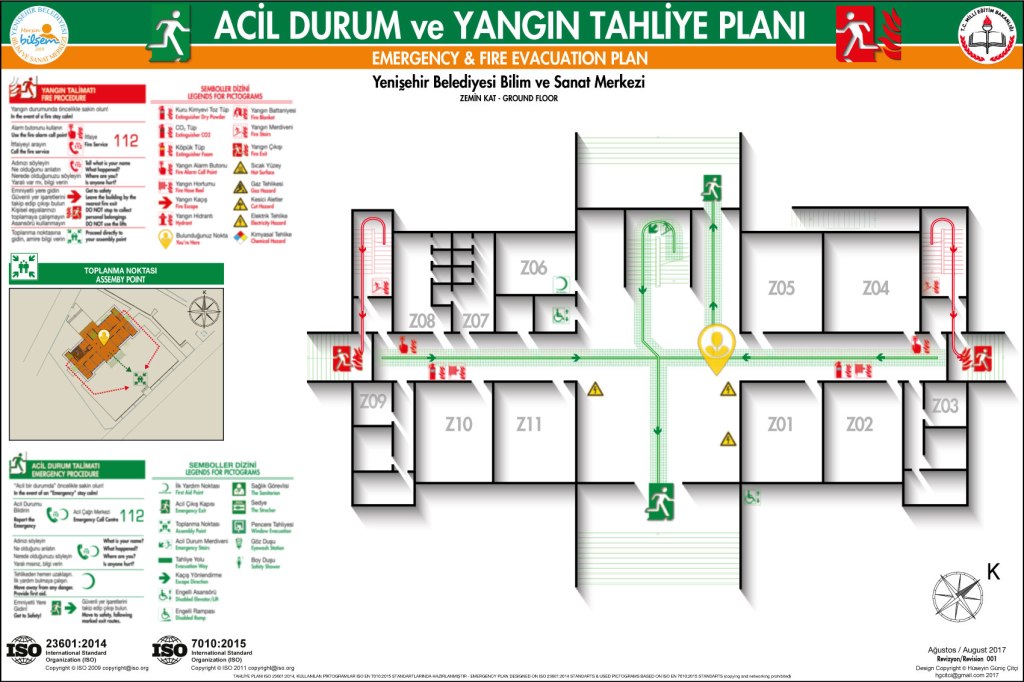 Okul Binası Risk Haritası
ISO 23601 Acil Durum ve Yangın Tahliye Planı Örneği
Acil Durum Tahliye Senaryoları
Acil Durum Müdahale Prosedürleri
Acil Durum Ekipleri
Yangınla Mücadele