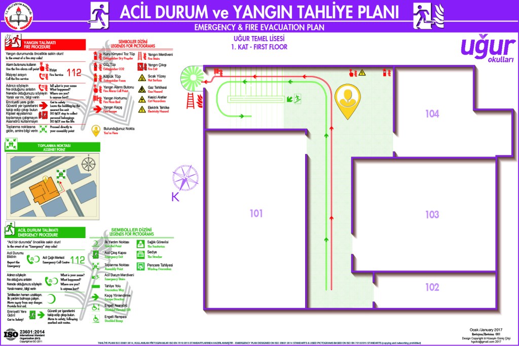 Okul Binası Risk Haritası
ISO 23601 Acil Durum ve Yangın Tahliye Planı Örneği
Acil Durum Tahliye Senaryoları
Acil Durum Müdahale Prosedürleri
Acil Durum Ekipleri
Yangınla Mücadele