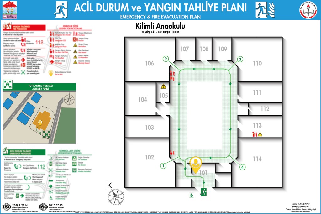 Anaokul Binası ISO 23601 Acil Durum ve Yangın Tahliye Planı