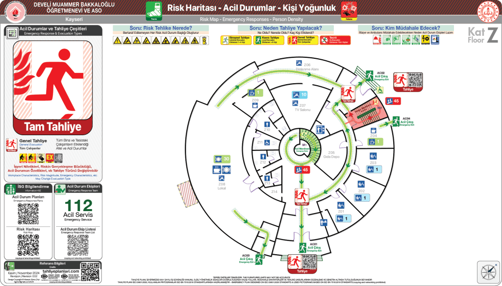 Öğretmenevi ISO 23601 Acil Durum ve Yangın Tahliye Planı Okul Tahliye Planı Örnekleri Tahliye Krokisi Örnekleri