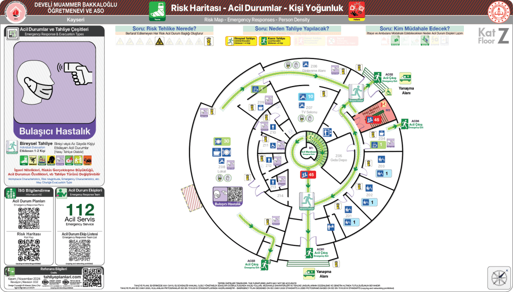 Öğretmenevi ISO 23601 Acil Durum ve Yangın Tahliye Planı Okul Tahliye Planı Örnekleri Tahliye Krokisi Örnekleri