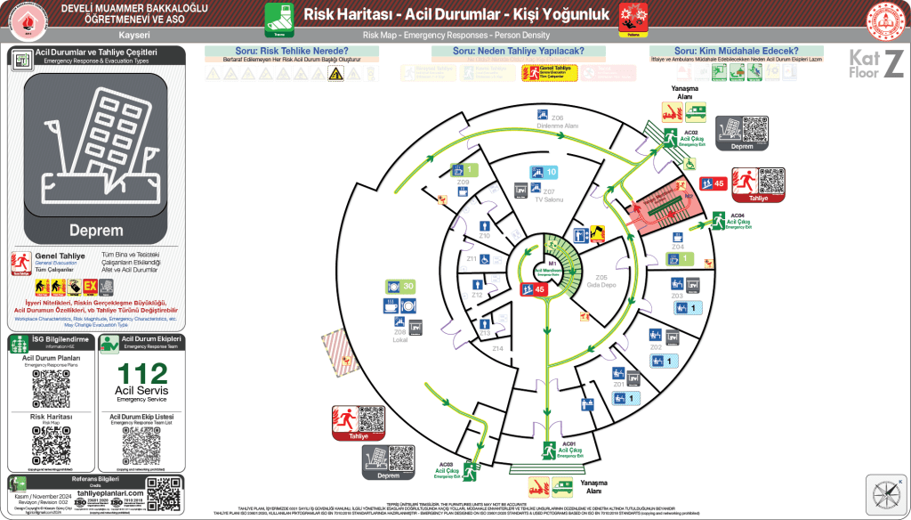 Öğretmenevi ISO 23601 Acil Durum ve Yangın Tahliye Planı Okul Tahliye Planı Örnekleri Tahliye Krokisi Örnekleri