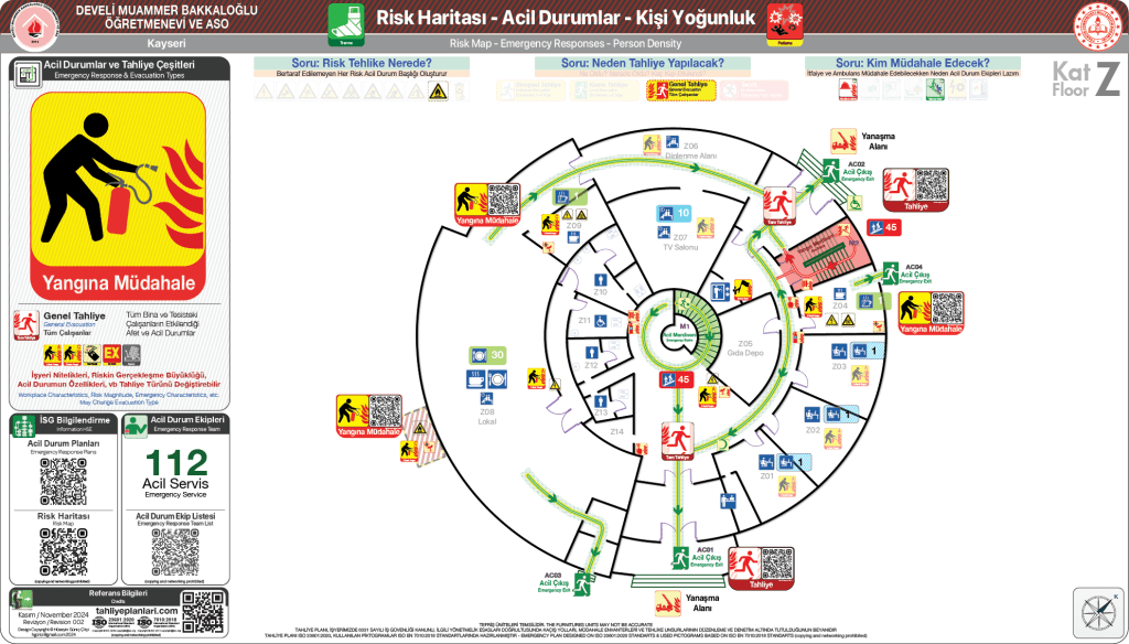 Öğretmenevi ISO 23601 Acil Durum ve Yangın Tahliye Planı Okul Tahliye Planı Örnekleri Tahliye Krokisi Örnekleri