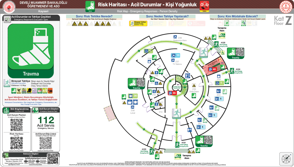 Öğretmenevi ISO 23601 Acil Durum ve Yangın Tahliye Planı Okul Tahliye Planı Örnekleri Tahliye Krokisi Örnekleri