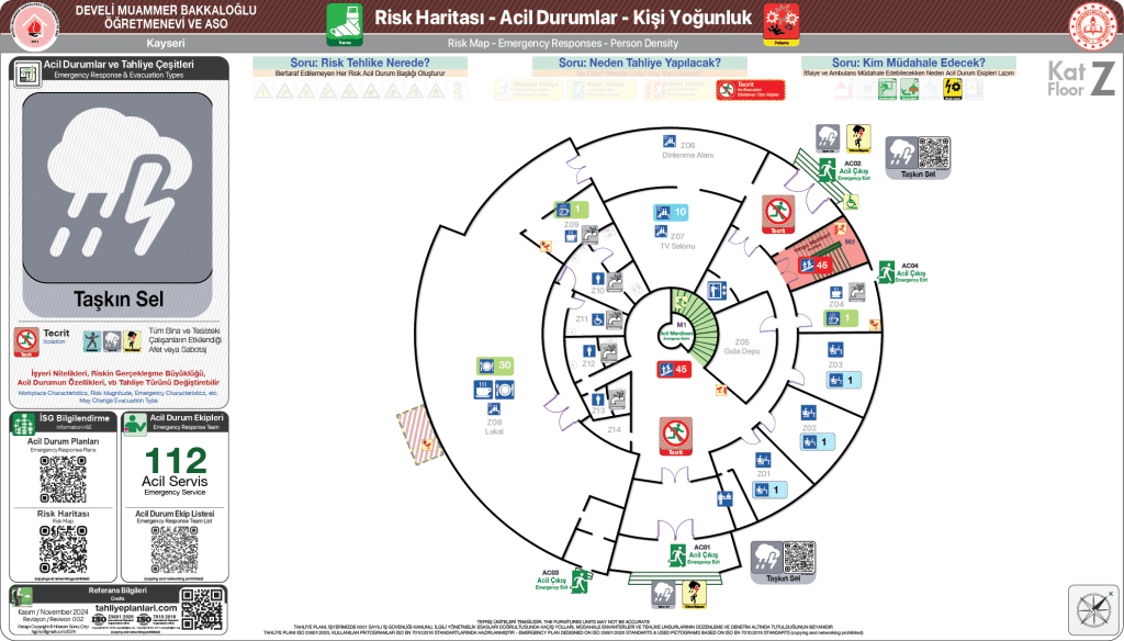 Öğretmenevi ISO 23601 Acil Durum ve Yangın Tahliye Planı Okul Tahliye Planı Örnekleri Tahliye Krokisi Örnekleri