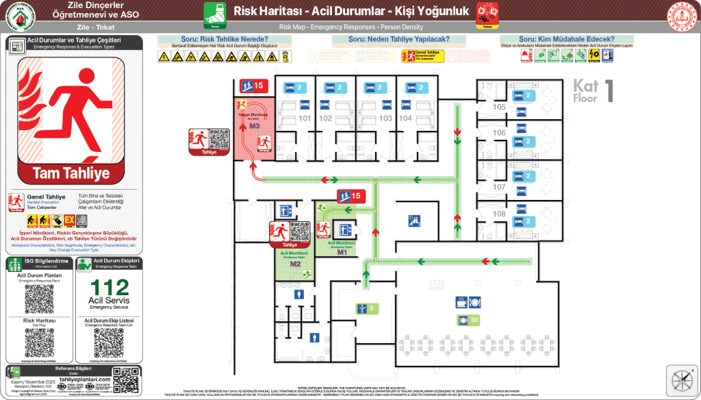 ISO 23601 Acil Durum ve Yangın Tahliye Planı Okul Tahliye Planı Örnekleri Tahliye Krokisi Örnekleri