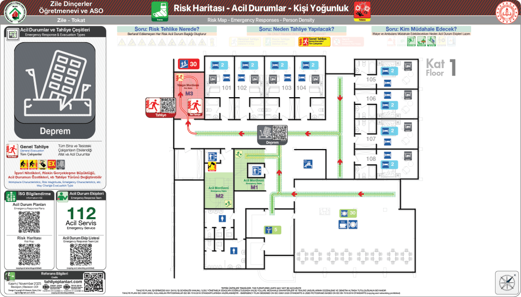 ISO 23601 Acil Durum ve Yangın Tahliye Planı Okul Tahliye Planı Örnekleri Tahliye Krokisi Örnekleri