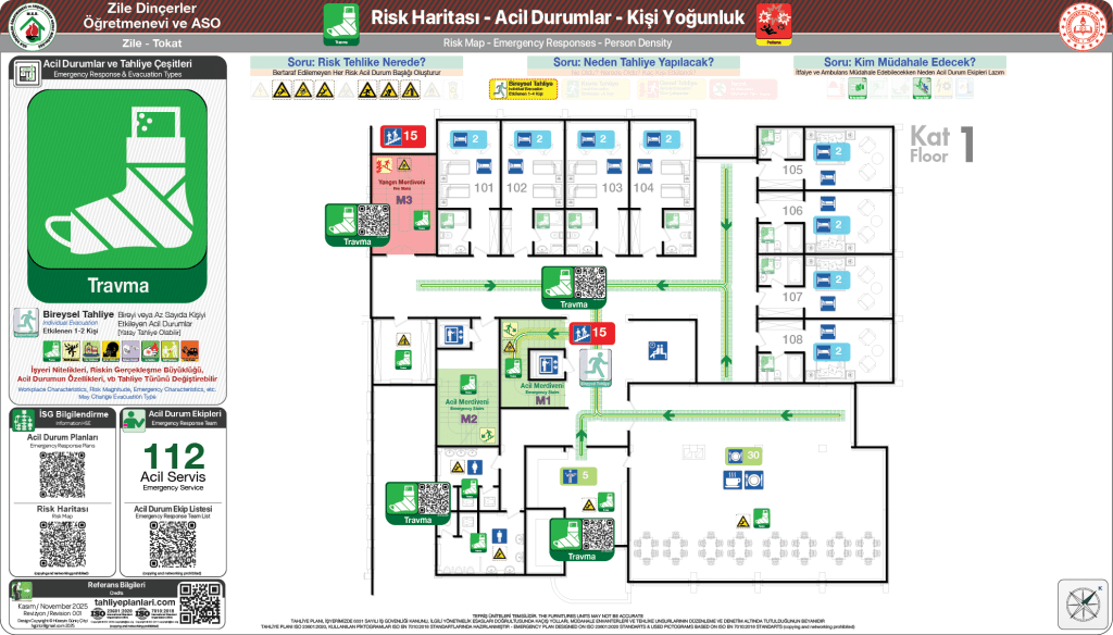 ISO 23601 Acil Durum ve Yangın Tahliye Planı Okul Tahliye Planı Örnekleri Tahliye Krokisi Örnekleri