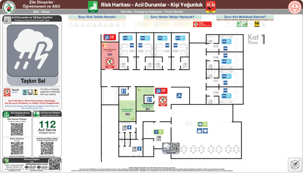ISO 23601 Acil Durum ve Yangın Tahliye Planı Okul Tahliye Planı Örnekleri Tahliye Krokisi Örnekleri