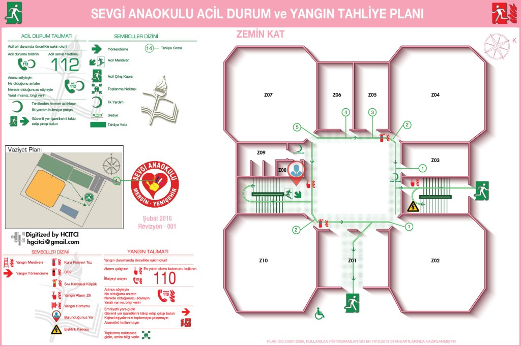 Anaokul Binası ISO 23601 Acil Durum ve Yangın Tahliye Planı
