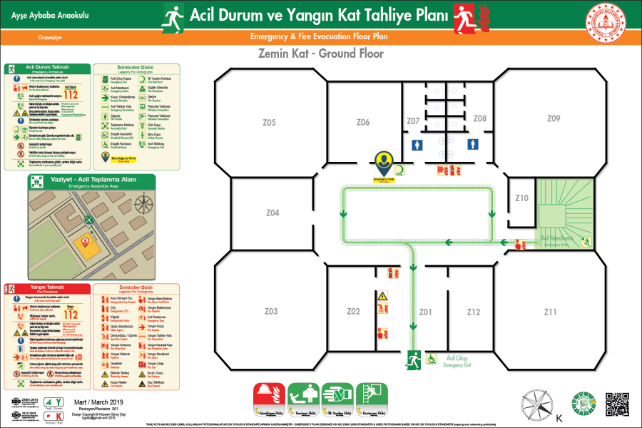 ISO 23601 Acil Durum ve Yangın Tahliye Planı Okul Tahliye Planı Örnekleri Tahliye Krokisi Örnekleri