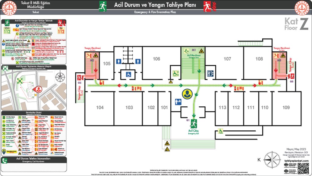 Tokat İl Milli Eğitim Müdürlüğü ISO 23601 Acil Durum ve Yangın Tahliye Kat Planı