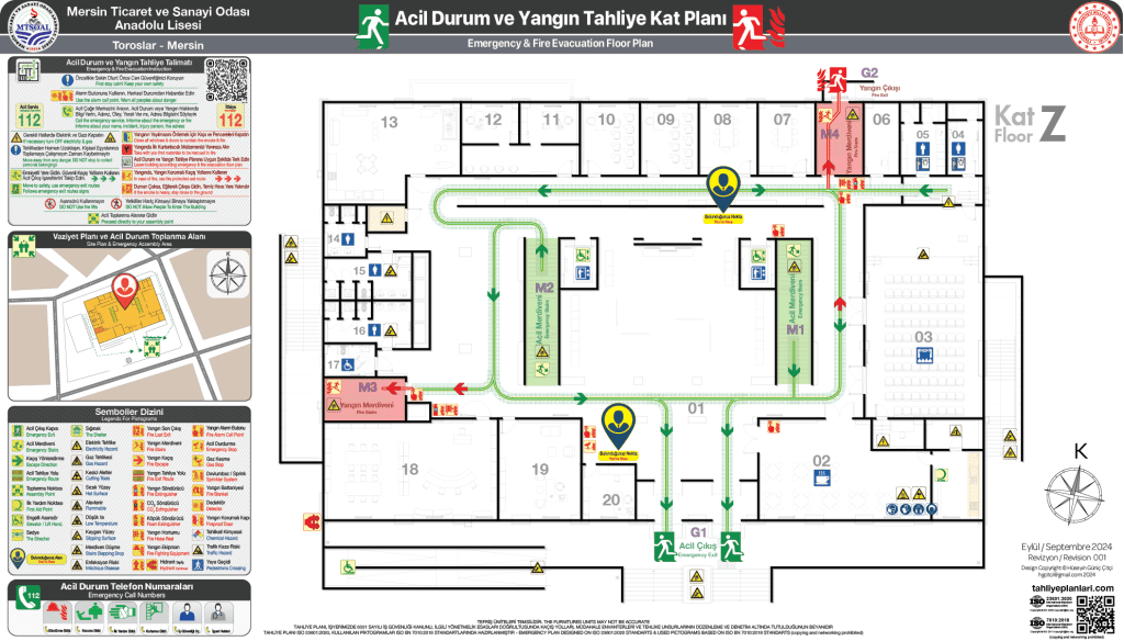 Okul Binası Risk Haritası
ISO 23601 Acil Durum ve Yangın Tahliye Planı Örneği
Acil Durum Tahliye Senaryoları
Acil Durum Müdahale Prosedürleri
Acil Durum Ekipleri
Yangınla Mücadele