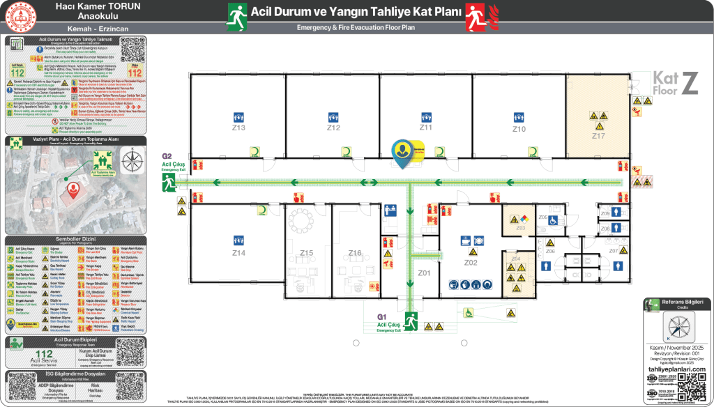 Anaokul Binası ISO 23601 Acil Durum ve Yangın Tahliye Planı